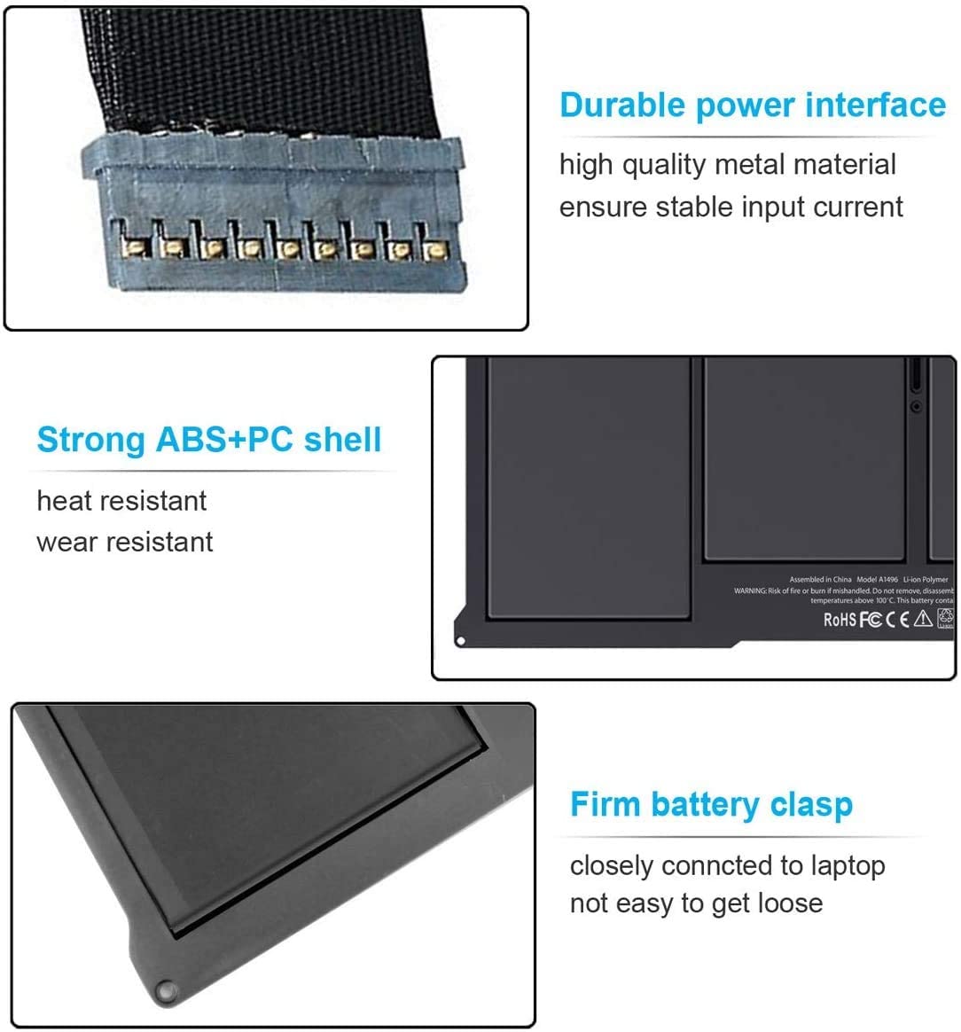 Battery A1369 A1405 A1496 A1377 for MacBook Air 13" A1466 (2010-2017) Compatible